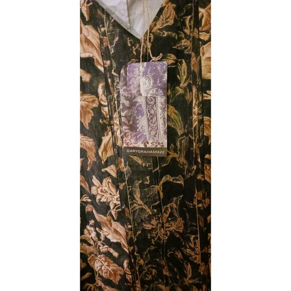 GARYGRAHAM422 Women's Simple Slip Dress in green and gold floral print. Size 3X - Picture 9 of 9